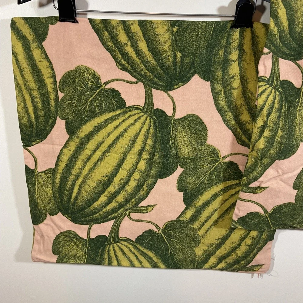 IKEA PARKSALLAT Set of 2 Pink Green Gourd Botanical Cotton Pillow Covers 20x20